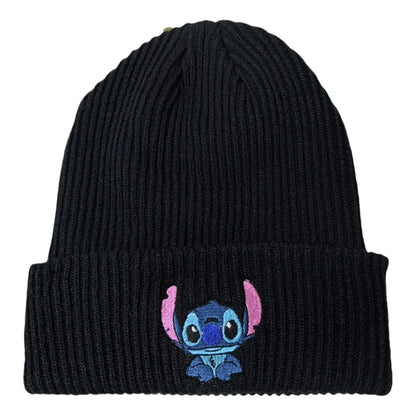 Stitch Knit Hat Cartoon Embroidered Benie Cap Cute Unisex Warm Stretchy Hats Christmas Gift for Adult Kids Outdoor Thermal Caps