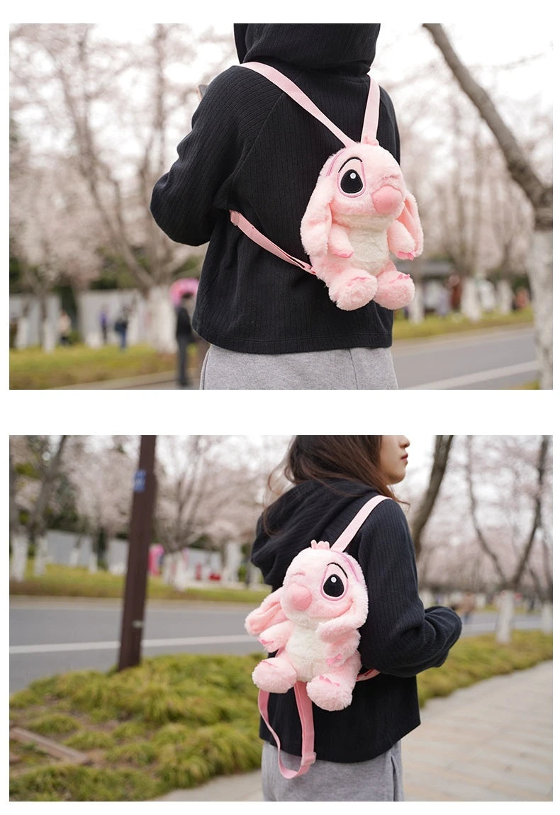 Lilo&Stitch Stitch Plush Backpack Blue Pink Cute Cartoon Skin Friendly Soft Outdoor Backpack Lightweight Children Birthday Gifts
