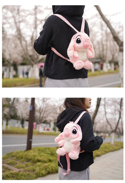 Lilo&Stitch Stitch Plush Backpack Blue Pink Cute Cartoon Skin Friendly Soft Outdoor Backpack Lightweight Children Birthday Gifts