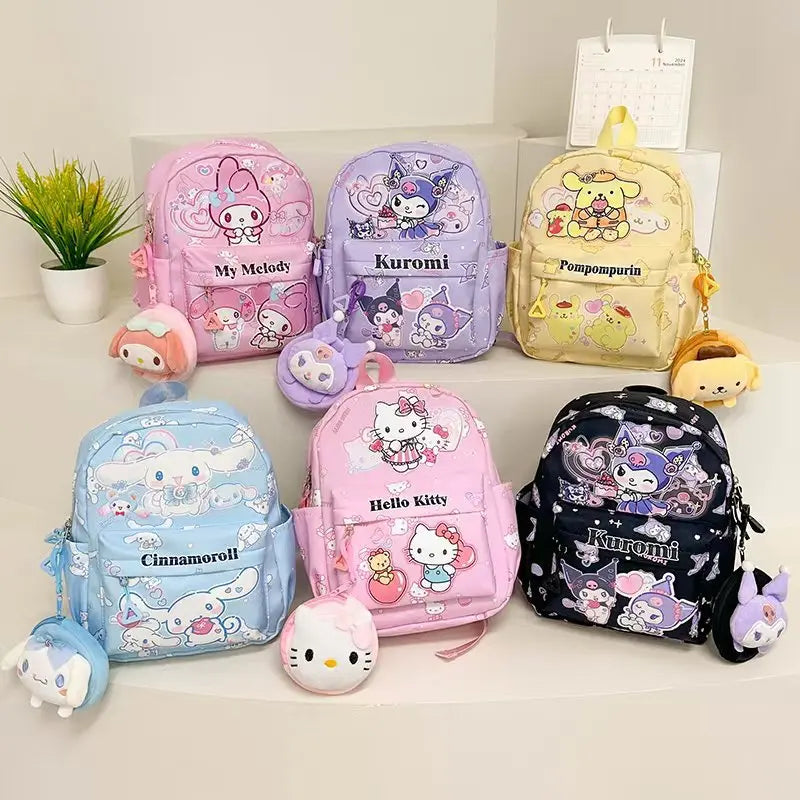 2025 new style Stitch Cartoon Kids Teenager School Bags +Cartoon accessories cute Student Backpack Girl Travel Knapsack Mochila