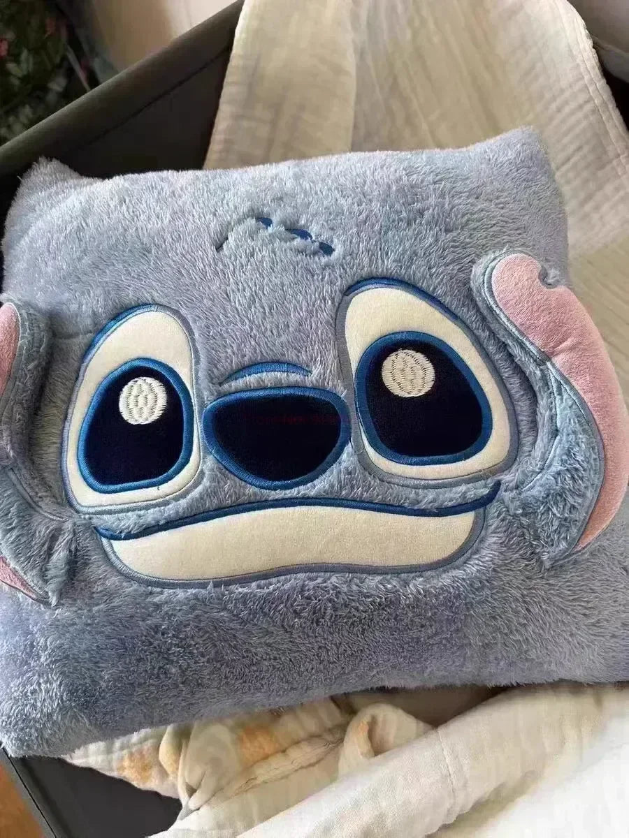 Stitch Throw Pillow Blankets Two In One Kawaii Flannel Thickened Nap Blanket Living Room Kids Bedroom Decoration Girl Gift