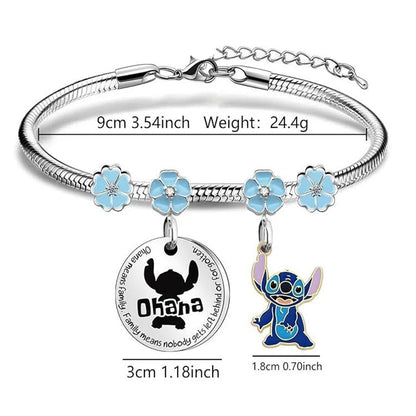 Cartoon Character Stitch Card Bracelet Adjustable Size Stainless Steel Bracelet Fashion Students Birthday Anime Accessories Gift