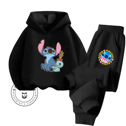 Stitch Fashion 2025 Cartoon Printed Hoodie Set 2D For Children Teenagers Boys Girls Casual Hot Sale Autumn Winter
