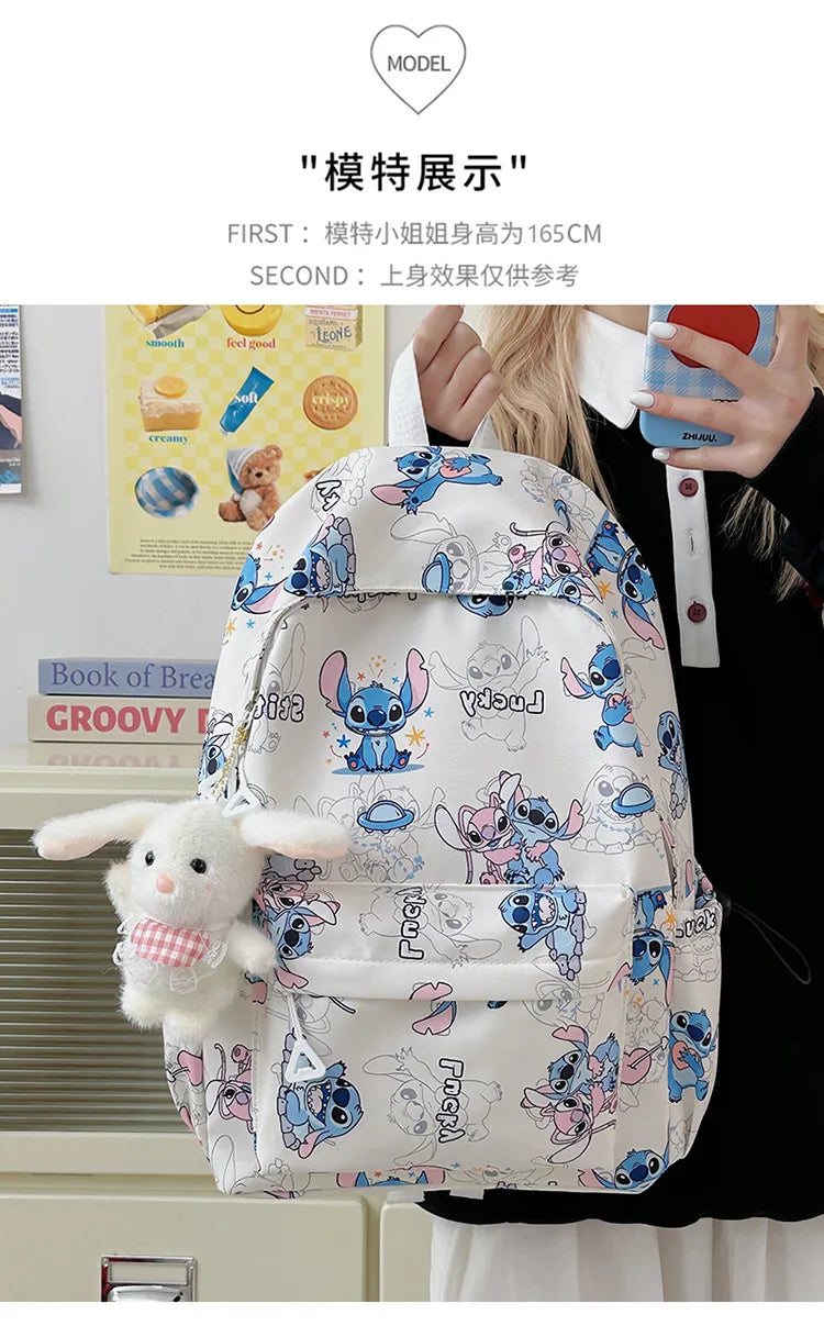 Cartoon Stitch Student Schoolbag Nylon Printed Versatile Large Capacity Lightweight Student Casual Bag Backpack Back to school