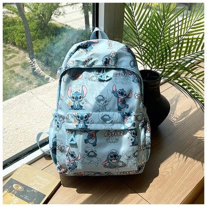 Stitch Cartoon Backpack Large Capacity Lightweight Travel Bag Trendy Unisex Daypack For School College
