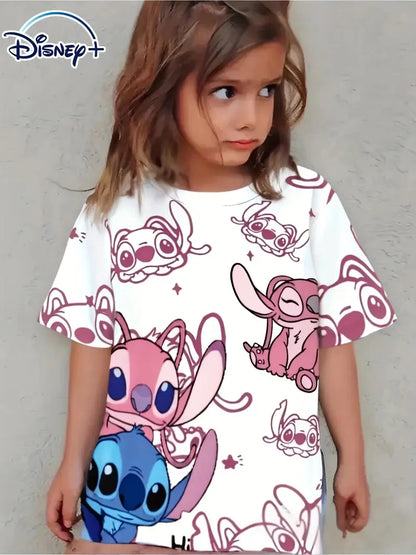 Stitch Cartoon Style T-shirt for Kids Boys Girls Breathable Quick Dry Soft Fabric Summer Sports Casual Jersey Top
