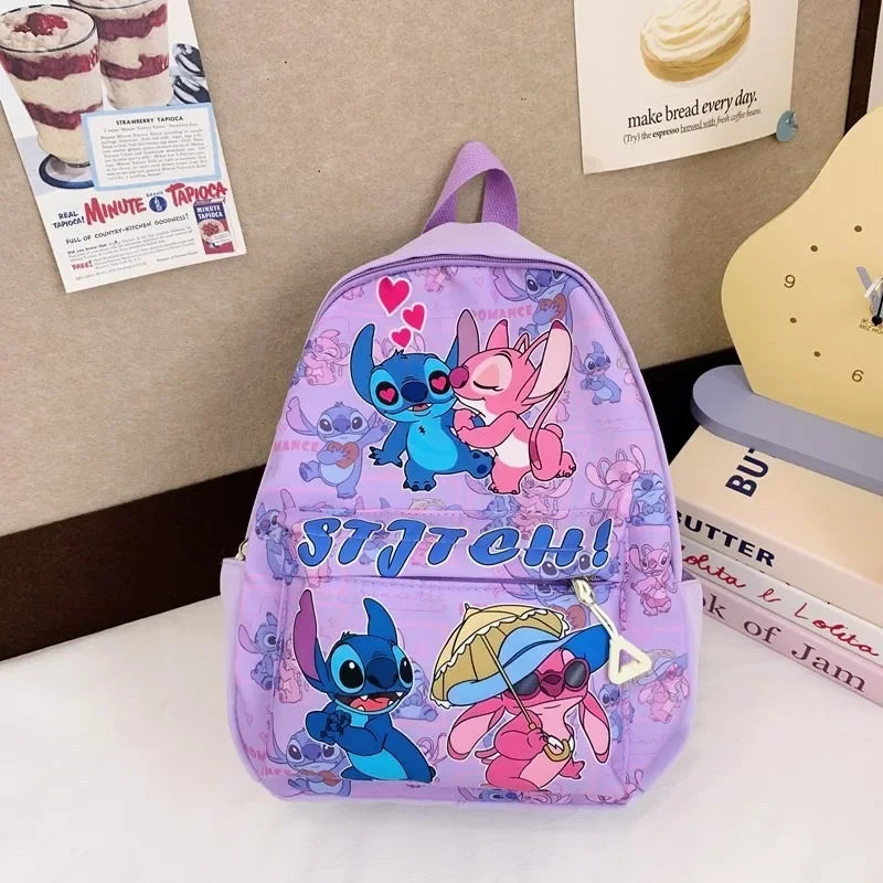Stitch Print Backpack, Nylon Daypack, Kids And Girls College Style Schoolbag, Ideal Gift for School, Travel, Daily Commuting