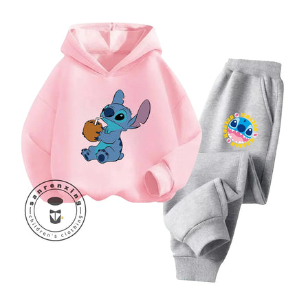 Stitch Fashion 2025 Cartoon Printed Hoodie Set 2D For Children Teenagers Boys Girls Casual Hot Sale Autumn Winter