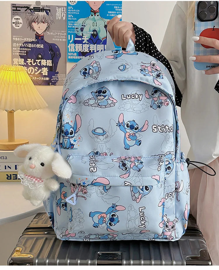 Cartoon Stitch Student Schoolbag Nylon Printed Versatile Large Capacity Lightweight Student Casual Bag Backpack Back to school
