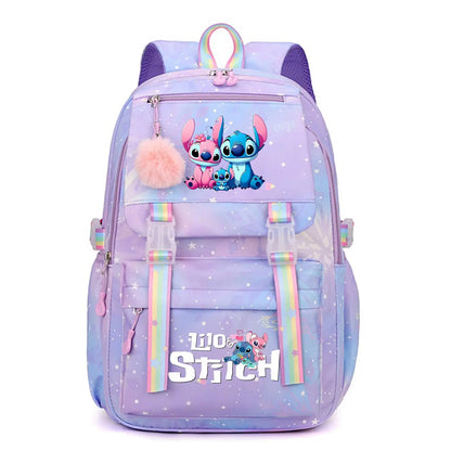 Stitch Large Capacity Backpack Casual Nylon Cute Daypack Cartoon Anime Schoolbag Girl Travel Commute Knapsack Mochila
