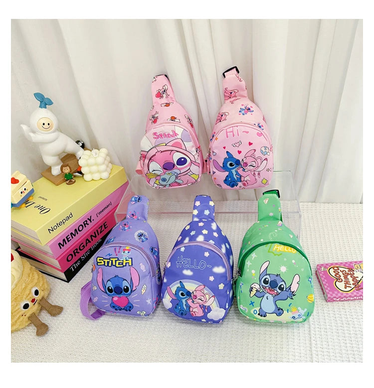 Kids Stitch Shoulder Bags Cartoon Chest Bag for Boys Girls Travel Satchel Casual Portable Totes Kawaii Backpacks Birthday Gifts