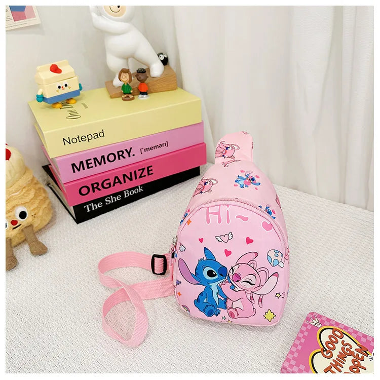 Kids Stitch Shoulder Bags Cartoon Chest Bag for Boys Girls Travel Satchel Casual Portable Totes Kawaii Backpacks Birthday Gifts