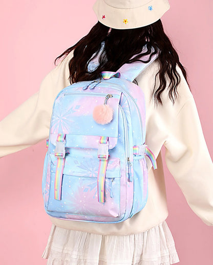 Stitch Large Capacity Backpack Casual Nylon Cute Daypack Cartoon Anime Schoolbag Girl Travel Commute Knapsack Mochila