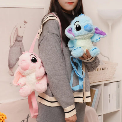 Lilo&Stitch Stitch Plush Backpack Blue Pink Cute Cartoon Skin Friendly Soft Outdoor Backpack Lightweight Children Birthday Gifts