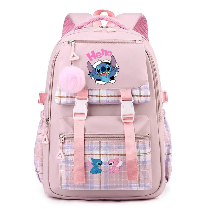 Stitch School Bags High School Student Backpack Female Large Capacity Junior High School Laptop Mochila Escolar