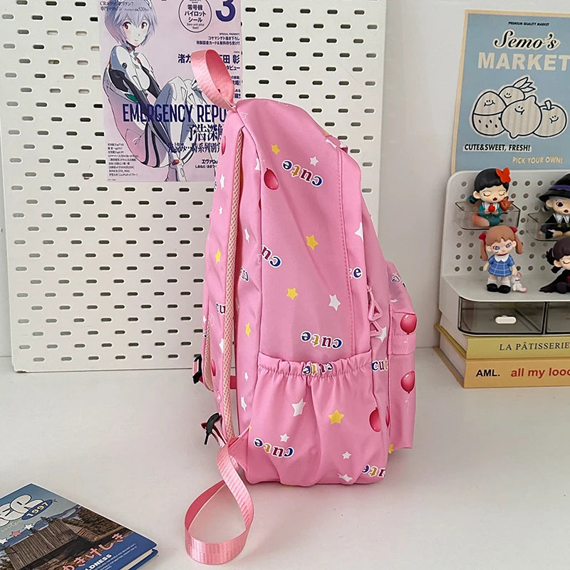 Stitch Cartoon Backpack, Large Capacity Daypack, Lightweight, Durable Nylon Schoolbag for Travel, Daily Commuting and School