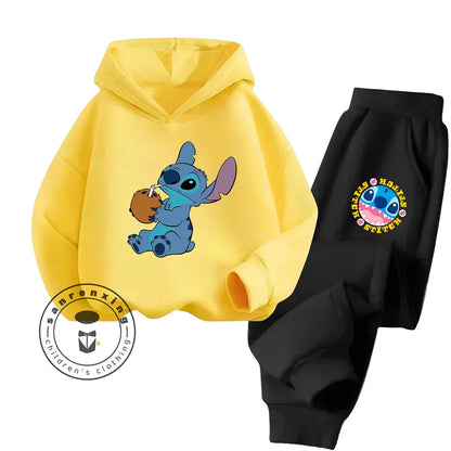 Stitch Fashion 2025 Cartoon Printed Hoodie Set 2D For Children Teenagers Boys Girls Casual Hot Sale Autumn Winter