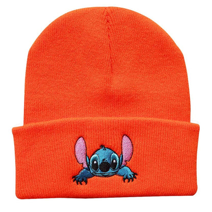 New Stitch Men Women Hat Fall Winter Trend Cartoon Woolen Hat Embroidery Student Knitted Hat Thermal Pullover Hat Children Gift