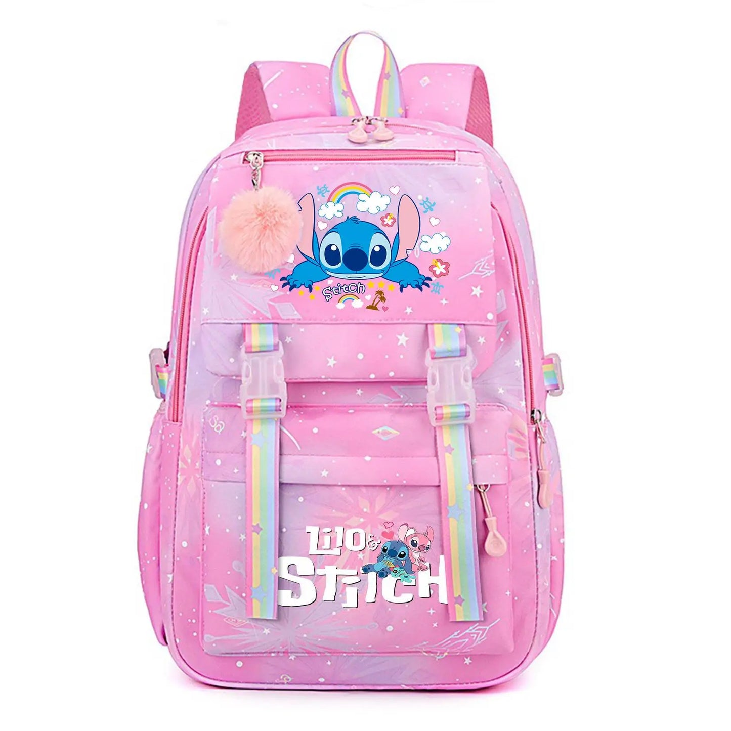 Stitch Large Capacity Backpack Casual Nylon Cute Daypack Cartoon Anime Schoolbag Girl Travel Commute Knapsack Mochila