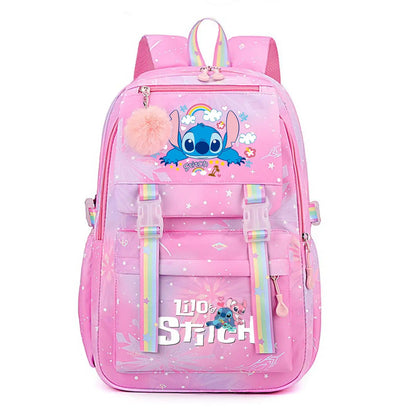 Stitch Large Capacity Backpack Casual Nylon Cute Daypack Cartoon Anime Schoolbag Girl Travel Commute Knapsack Mochila