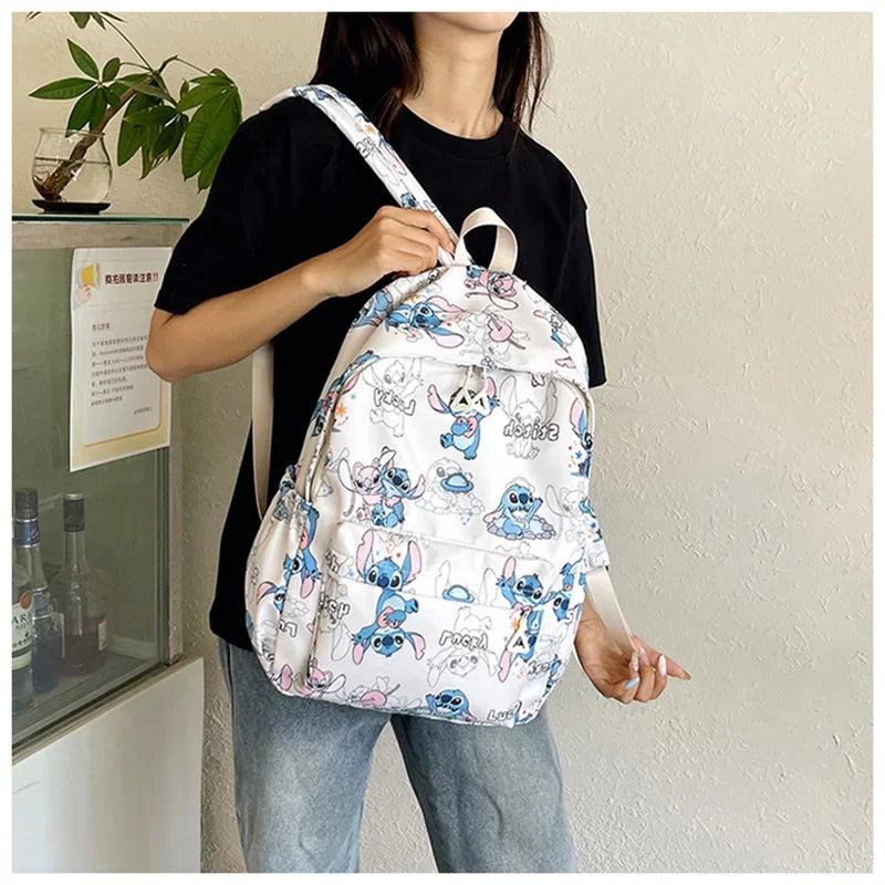 Stitch Cartoon Backpack Large Capacity Lightweight Travel Bag Trendy Unisex Daypack For School College