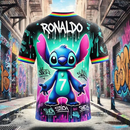 Cartoon Stitch T-shirt for Kids Boys Girls Breathable Quick Dry Fabric Comfortable Casual Sportswear Summer Top