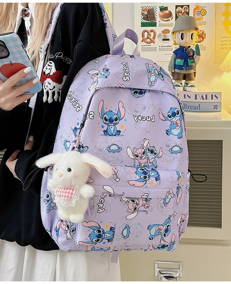Cartoon Stitch Student Schoolbag Nylon Printed Versatile Large Capacity Lightweight Student Casual Bag Backpack Back to school