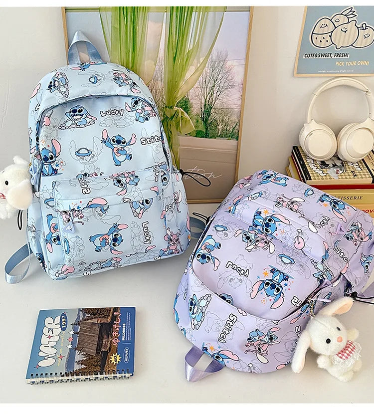 Cartoon Stitch Student Schoolbag Nylon Printed Versatile Large Capacity Lightweight Student Casual Bag Backpack Back to school