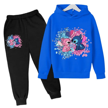 Stitch Man Spring and Autumn Boys and Girls Fashion Casual Sports Hoodies and Pants Set