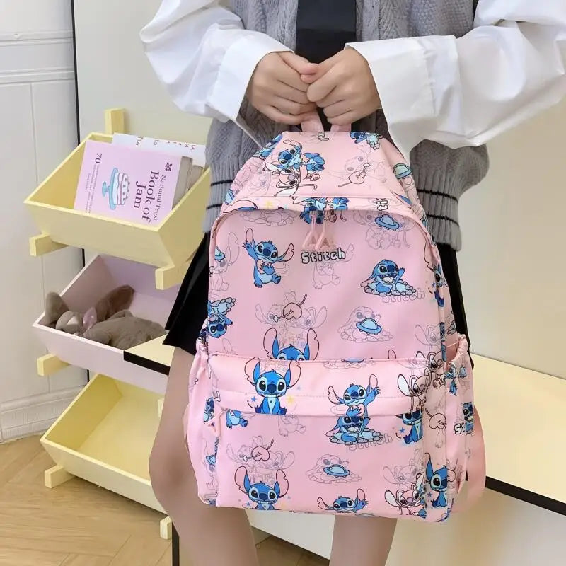 Cartoon Stitch Print Backpack Spacious Lightweight Travel Bag Waterproof School Backpack for College Students Teens Boys Girls