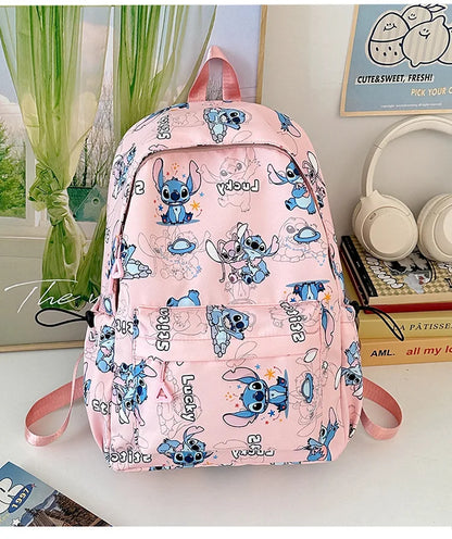 Cartoon Stitch Student Schoolbag Nylon Printed Versatile Large Capacity Lightweight Student Casual Bag Backpack Back to school