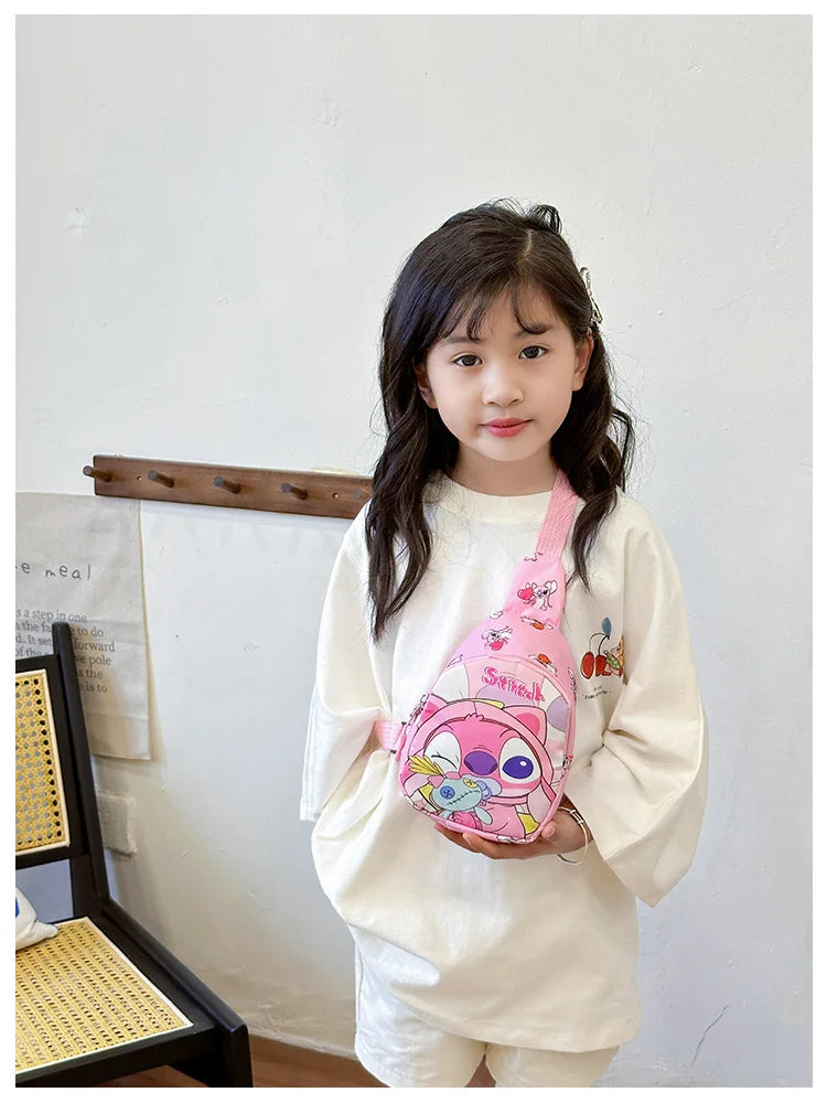 Kids Stitch Shoulder Bags Cartoon Chest Bag for Boys Girls Travel Satchel Casual Portable Totes Kawaii Backpacks Birthday Gifts