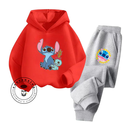 Stitch Fashion 2025 Cartoon Printed Hoodie Set 2D For Children Teenagers Boys Girls Casual Hot Sale Autumn Winter