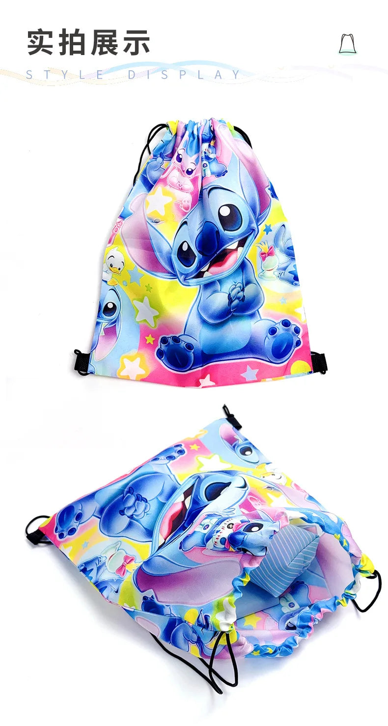 Stitch Drawstring Bags Cute Children Backpack Travel Storage Bag Kids Boys Girls Casual Swim Portable Backpack Holiday Gifts