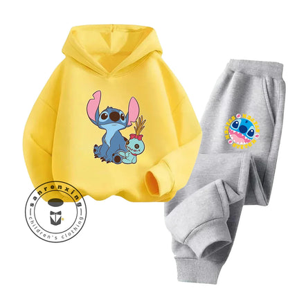 Stitch Fashion 2025 Cartoon Printed Hoodie Set 2D For Children Teenagers Boys Girls Casual Hot Sale Autumn Winter