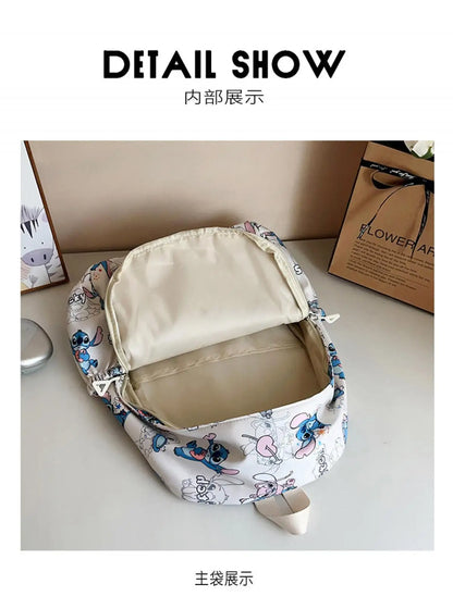 Cartoon Stitch Print Backpack Spacious Lightweight Travel Bag Waterproof School Backpack for College Students Teens Boys Girls