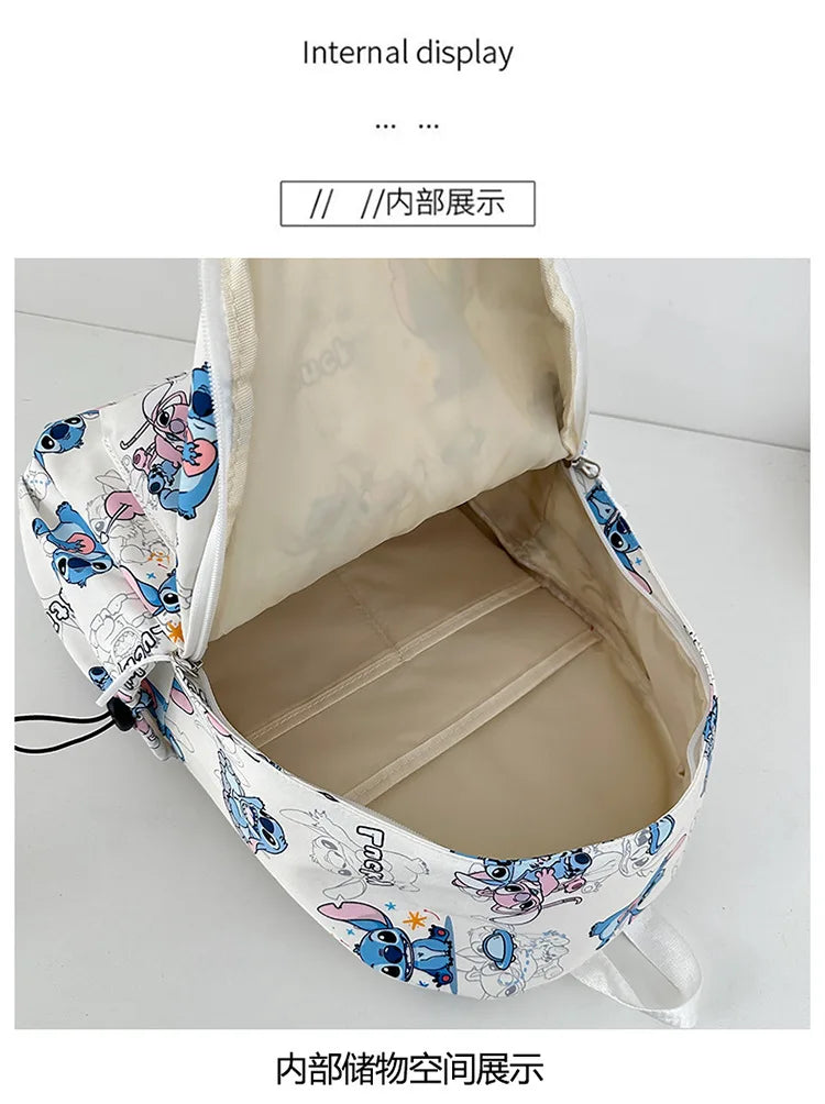 Cartoon Stitch Student Schoolbag Nylon Printed Versatile Large Capacity Lightweight Student Casual Bag Backpack Back to school