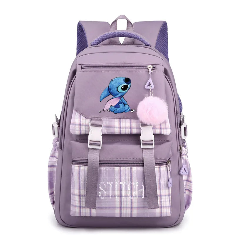 Stitch School Bags High School Student Backpack Female Large Capacity Junior High School Laptop Mochila Escolar