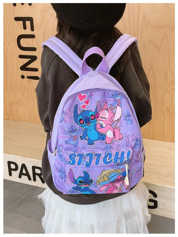 Stitch Fashion Nylon Backpack, Cartoon Stitch Print Daypack, Suitable for School And Light Travel Backpack for Kids And Girls