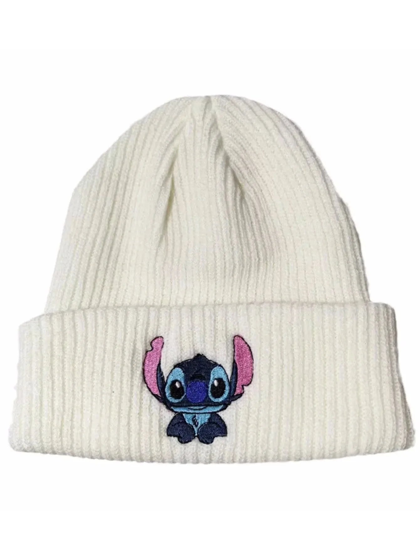 1pc Stitch Knit Hat Cartoon Embroidered Benie Cap Cute Unisex Warm Stretchy Hats Birthday Gift for Adult Outdoor Thermal Caps