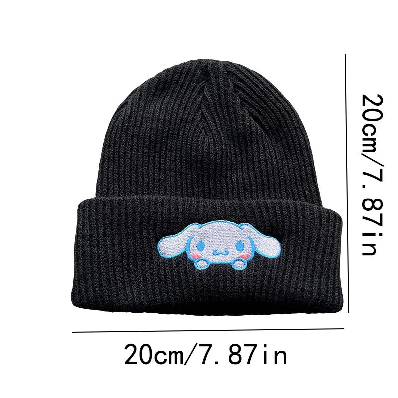 Stitch Knit Hat Cartoon Embroidered Benie Cap Cute Unisex Warm Stretchy Hats Christmas Gift for Adult Kids Outdoor Thermal Caps