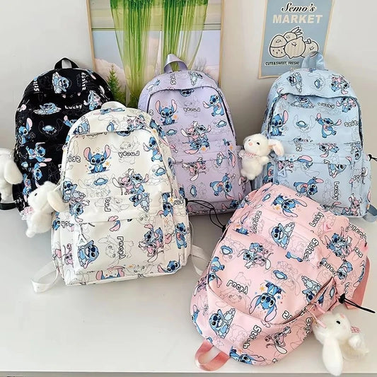 Cartoon Stitch Student Schoolbag Nylon Printed Versatile Large Capacity Lightweight Student Casual Bag Backpack Back to school