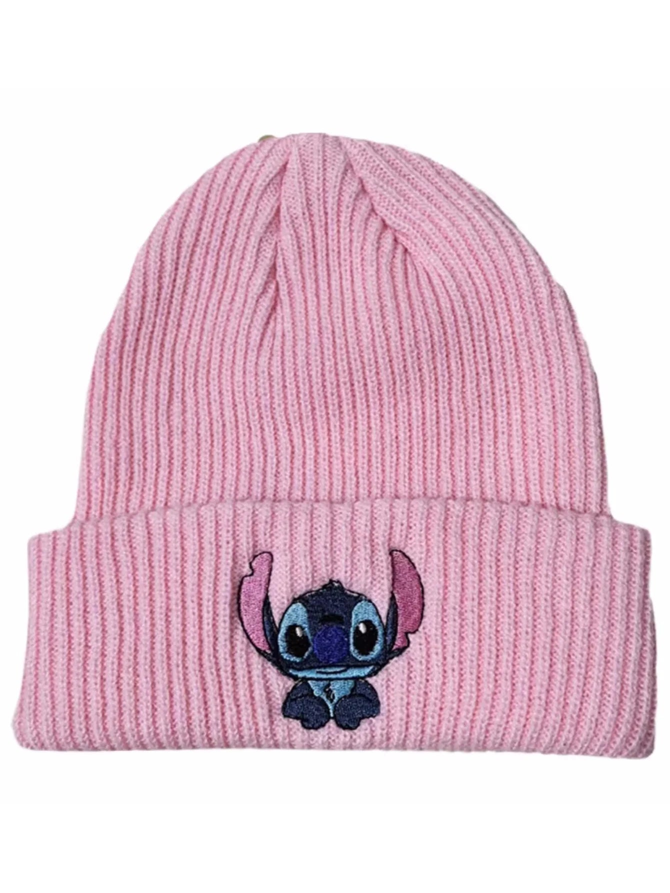 1pc Stitch Knit Hat Cartoon Embroidered Benie Cap Cute Unisex Warm Stretchy Hats Birthday Gift for Adult Outdoor Thermal Caps