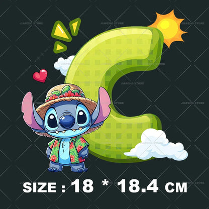 Cartoon Stitch Patches for Clothes Heat Transfer Patch On Clothing Stickers DIY T-Shirt Hoodies Accessory A-Z 26 English Letters