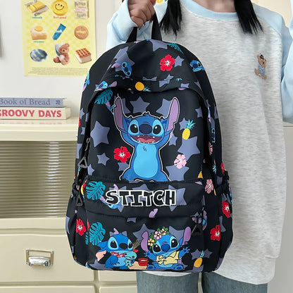 Stitch Cartoon Backpack, Large Capacity Daypack, Lightweight, Durable Nylon Schoolbag for Travel, Daily Commuting and School