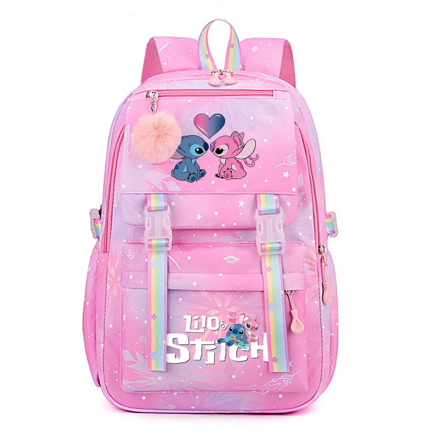 Stitch Large Capacity Backpack Casual Nylon Cute Daypack Cartoon Anime Schoolbag Girl Travel Commute Knapsack Mochila