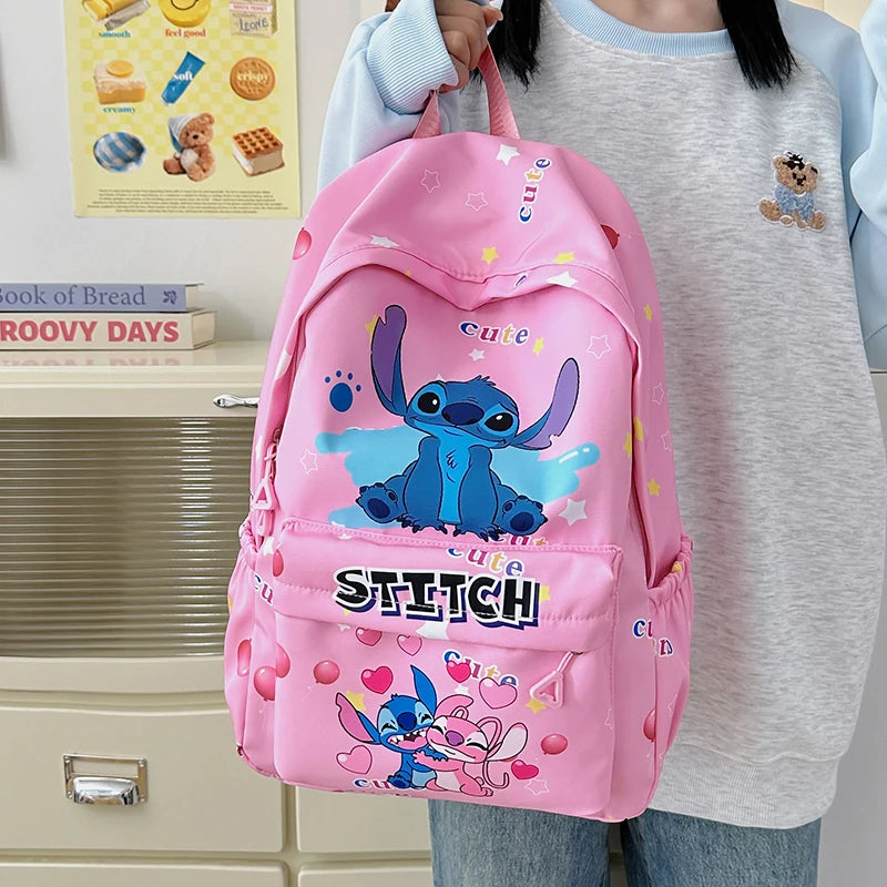Stitch Cartoon Backpack, Large Capacity Daypack, Lightweight, Durable Nylon Schoolbag for Travel, Daily Commuting and School