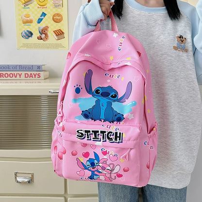 Stitch Cartoon Backpack, Large Capacity Daypack, Lightweight, Durable Nylon Schoolbag for Travel, Daily Commuting and School