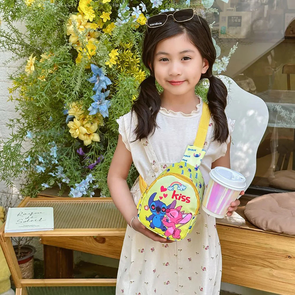 Stitch Cute Cartoon Shoulder Bag Kawaii Chest Bag Portable Travel Satchel Outdoor Tote Purse Children's Backpacks Christmas Gift