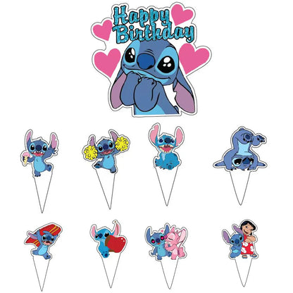 25pcs Stitch Cake Topper,Cupcake Toppers, Stitch Birthday Decorations,Stitch Theme Party Supplies